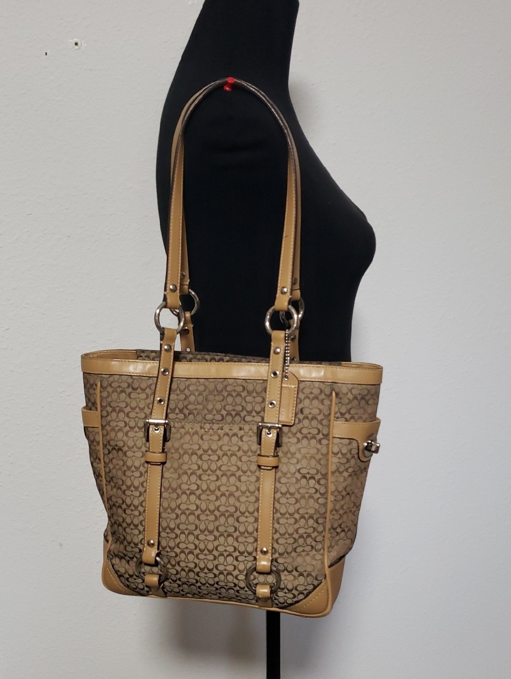 Coach Micro CC Jacquard Canvas Leather Gallery Tote Bag Monogram Y2K Classic - Picture 17 of 17